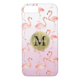 Pink Flamingos monogram iPhone 8/7 Case