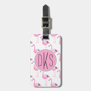 Pink Flamingos Monogram Luggage Tag