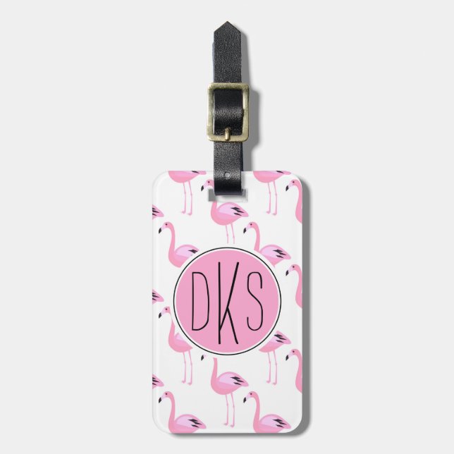 Pink Flamingos | Monogram Luggage Tag (Front Vertical)