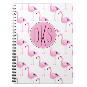 Pink Flamingos Monogram Notebook