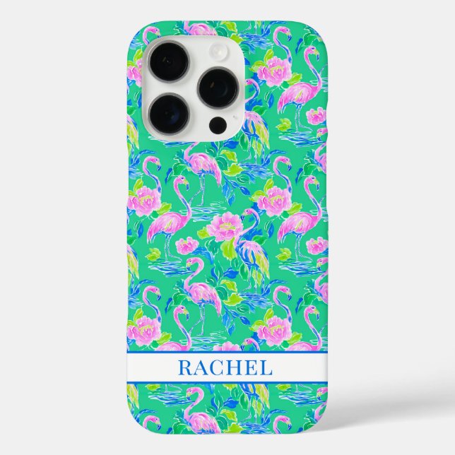 Pink Flamingos Monogrammed Case-Mate iPhone Case (Back)