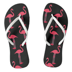 Pink Flamingos on Black Thongs