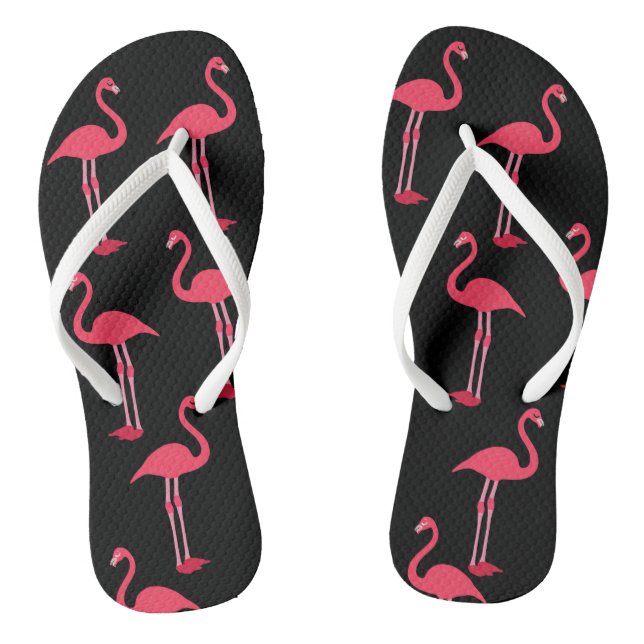 Pink Flamingos on Black Thongs (Footbed)