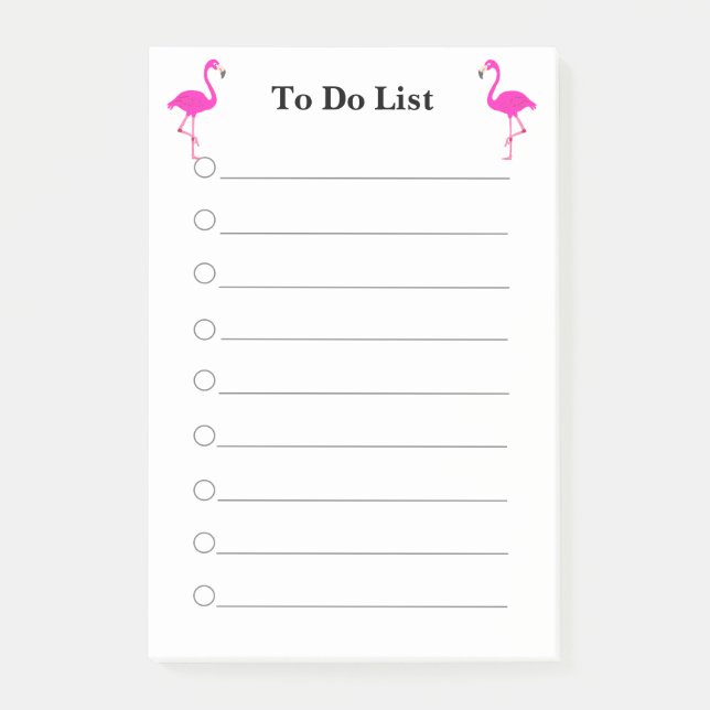 Pink flamingos on white lined To Do List Post-it N Notes (Front)