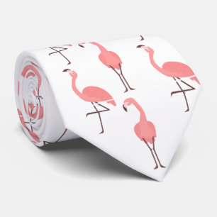 Pink Flamingos On White Tie