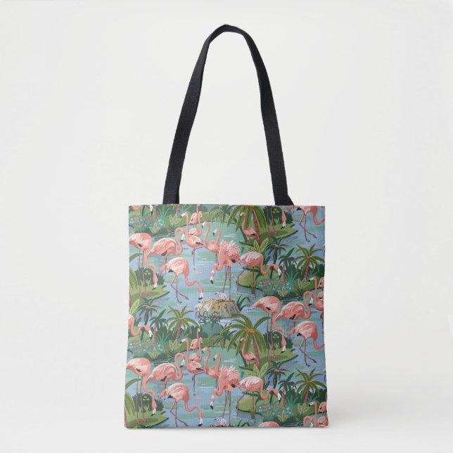 Pink Flamingos Paint by Number Tote Bag (Front)
