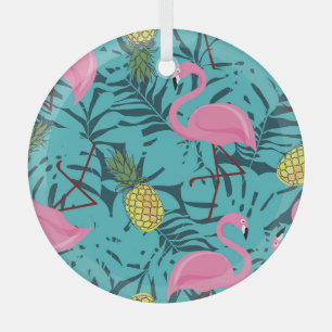Pink Flamingos Palm: Exotic Hawaii Glass Tree Decoration