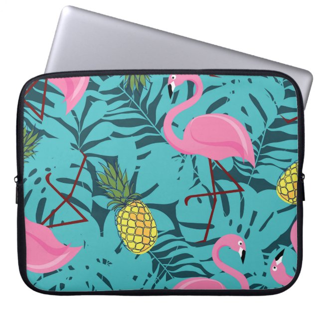 Pink Flamingos Palm: Exotic Hawaii Laptop Sleeve (Front)