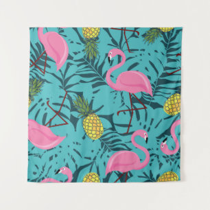 Pink Flamingos Palm: Exotic Hawaii Tapestry