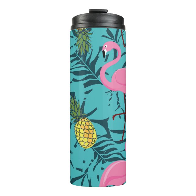 Pink Flamingos Palm: Exotic Hawaii Thermal Tumbler (Front)