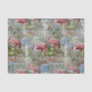 Pink Flamingos Palm Mosaic Tissue Paper