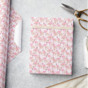 Pink Flamingos & Palm Trees Wrapping Paper