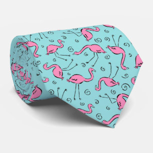 Pink Flamingos Pattern Tie
