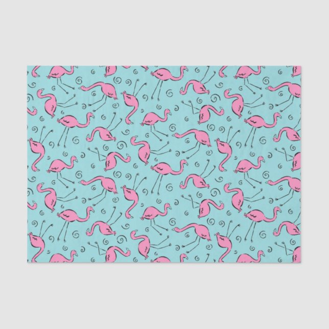 Pink Flamingos Pattern Tissue Paper (Front)