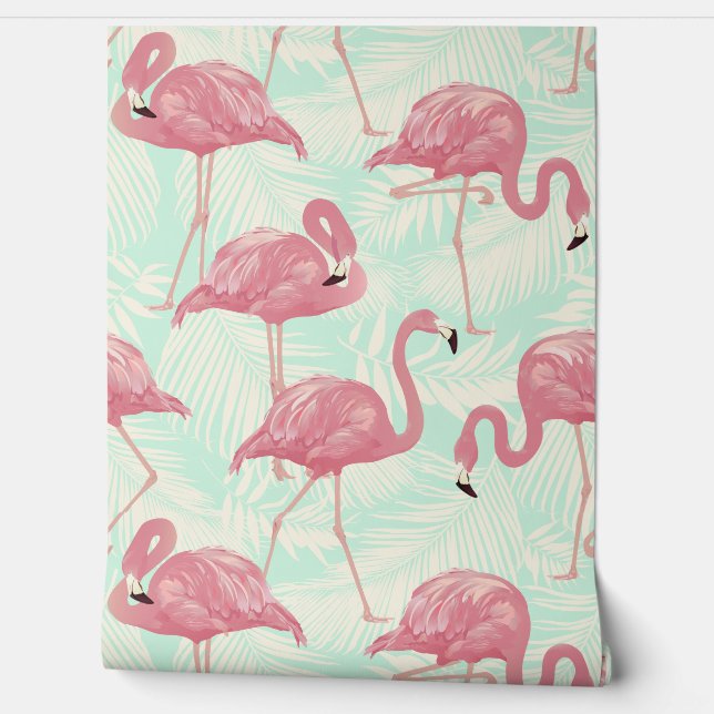Pink Flamingos Pattern Wallpaper (Unrolling)
