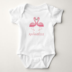 Pink Flamingos Personalise Baby Bodysuit