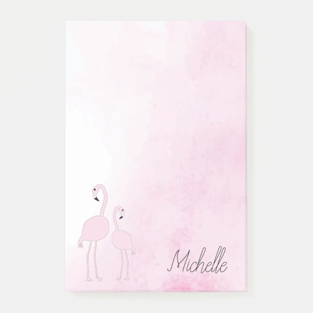 Pink Flamingos Personalised  Post-it Notes (Front)