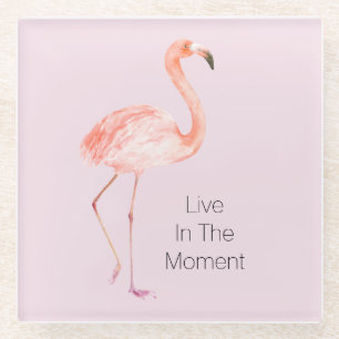 Pink Flamingos Personalized  Glass Coaster