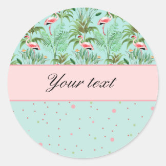 Pink Flamingos Polka Dots Classic Round Sticker