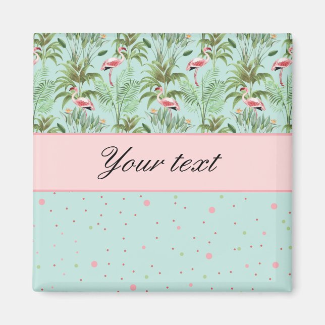 Pink Flamingos Polka Dots Magnet (Front)