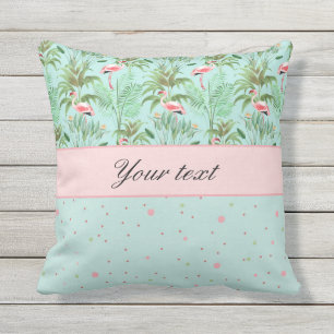 Pink Flamingos Polka Dots Outdoor Cushion