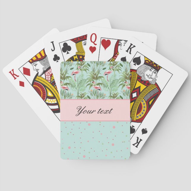 Pink Flamingos Polka Dots Playing Cards (Back)