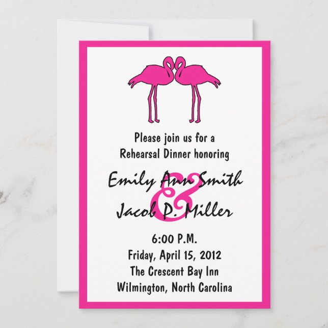 Pink Flamingos Rehearsal Dinner Invitations (Front)