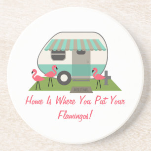 Pink Flamingos & Retro Camper Coaster