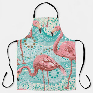 Pink flamingos seamless pattern apron