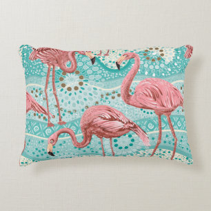 Pink flamingos seamless pattern decorative cushion