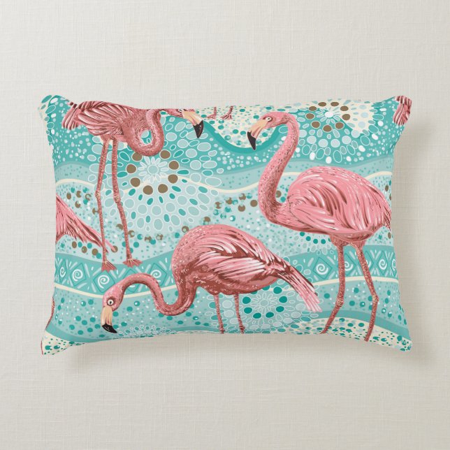 Pink flamingos seamless pattern decorative cushion (Front)