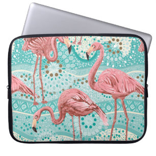 Pink flamingos seamless pattern laptop sleeve