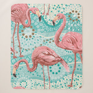 Pink flamingos seamless pattern sherpa blanket
