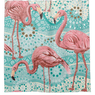 Pink flamingos seamless pattern shower curtain