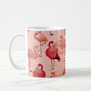 Pink Flamingos: Seamless Tropical Pattern Coffee Mug