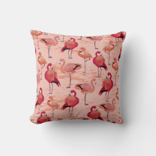 Pink Flamingos: Seamless Tropical Pattern Cushion