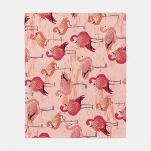 Pink Flamingos: Seamless Tropical Pattern Fleece Blanket