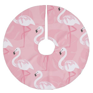 Pink flamingos: seamless vintage illustration. brushed polyester tree skirt