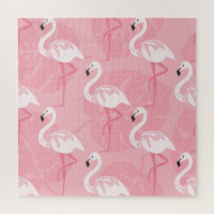 Pink flamingos: seamless vintage illustration. jigsaw puzzle