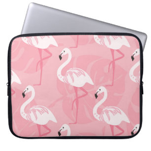 Pink flamingos: seamless vintage illustration. laptop sleeve