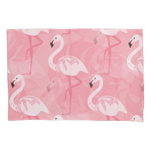 Pink flamingos: seamless vintage illustration. pillowcase