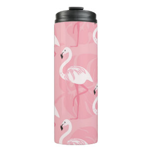 Pink flamingos: seamless vintage illustration. thermal tumbler