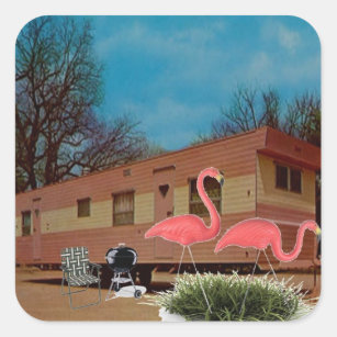 Pink Flamingos Square Sticker