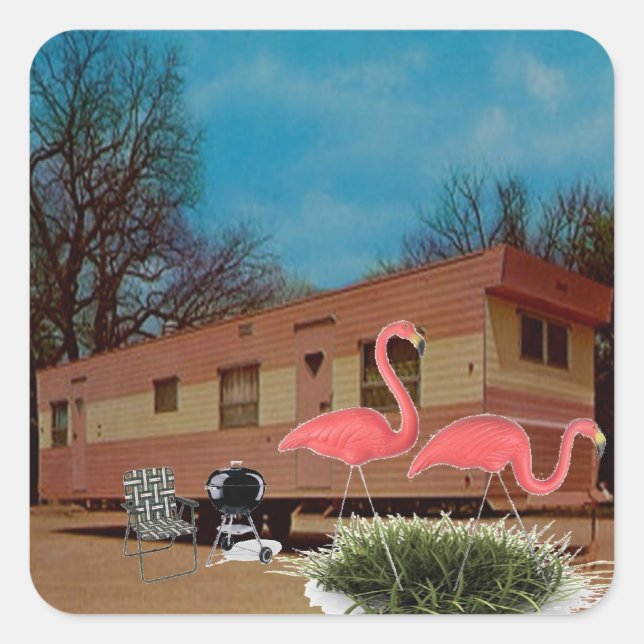 Pink Flamingos Square Sticker (Front)