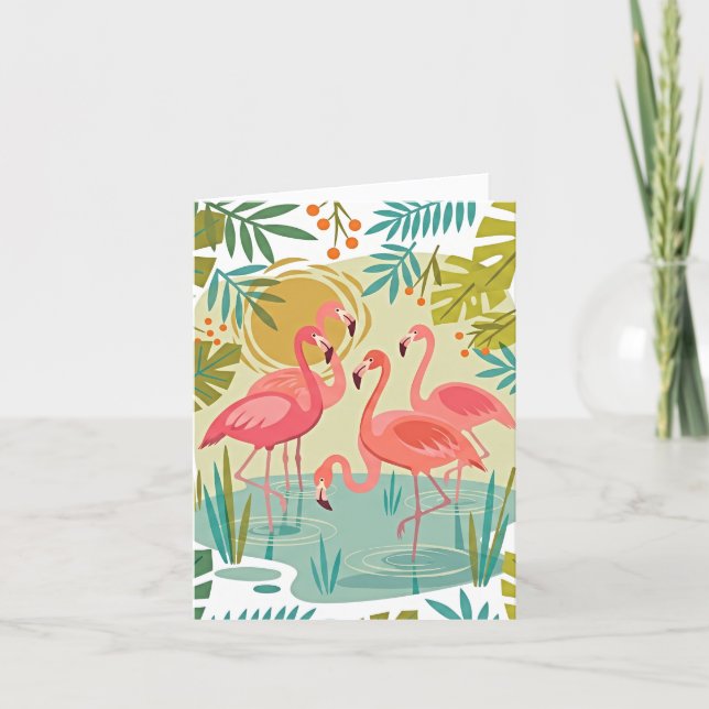 PINK FLAMINGOS STAND TOGETHER CARD (Front)