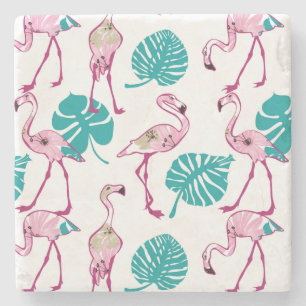 Pink Flamingos Stone Coaster