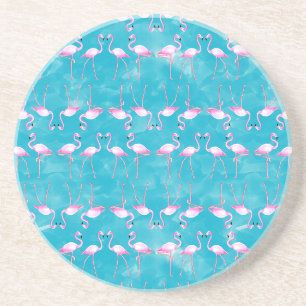 Pink Flamingos Summer Beach Coaster