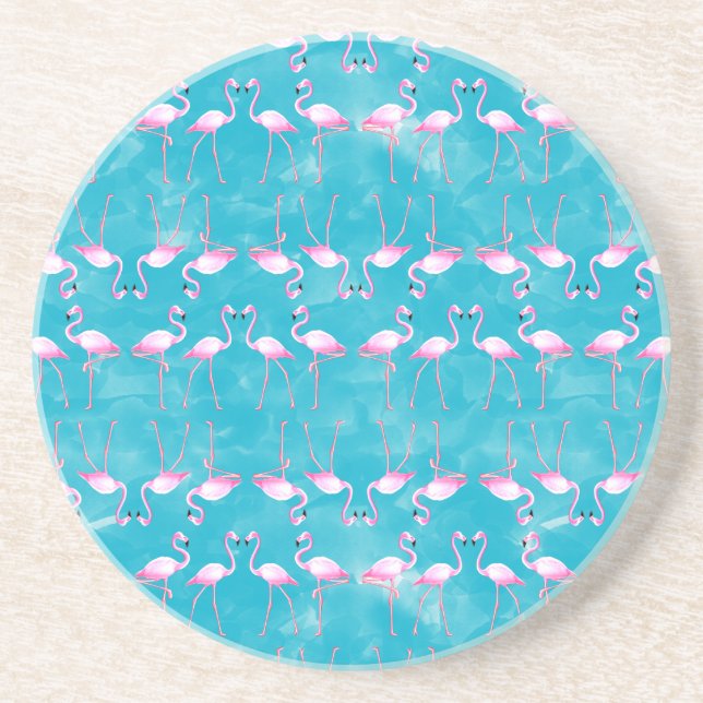 Pink Flamingos Summer Beach Coaster (Front)
