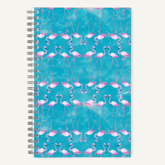 Pink Flamingos Summer Beach Notebook (Front)