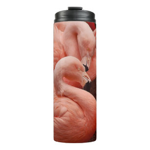 Pink flamingos thermal tumbler